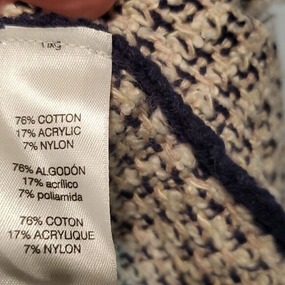 Chico's textured fringe Lucy cardigan tan and blue NWT - Picture 6 of 10